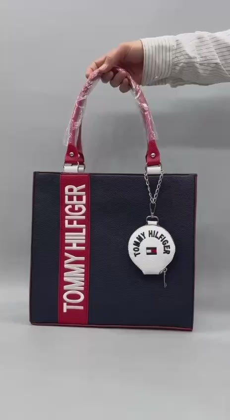Tommy Hilfiger Premium Kadın El ve Omuz Çantası | Kırmızı-Beyaz-Lacivert