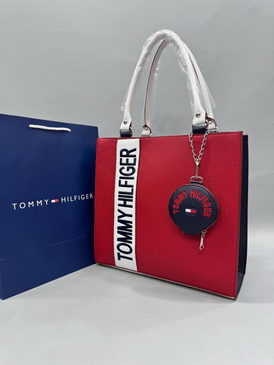 Tommy Hilfiger Premium Kadın El ve Omuz Çantası | Kırmızı-Beyaz-Lacivert Lessora