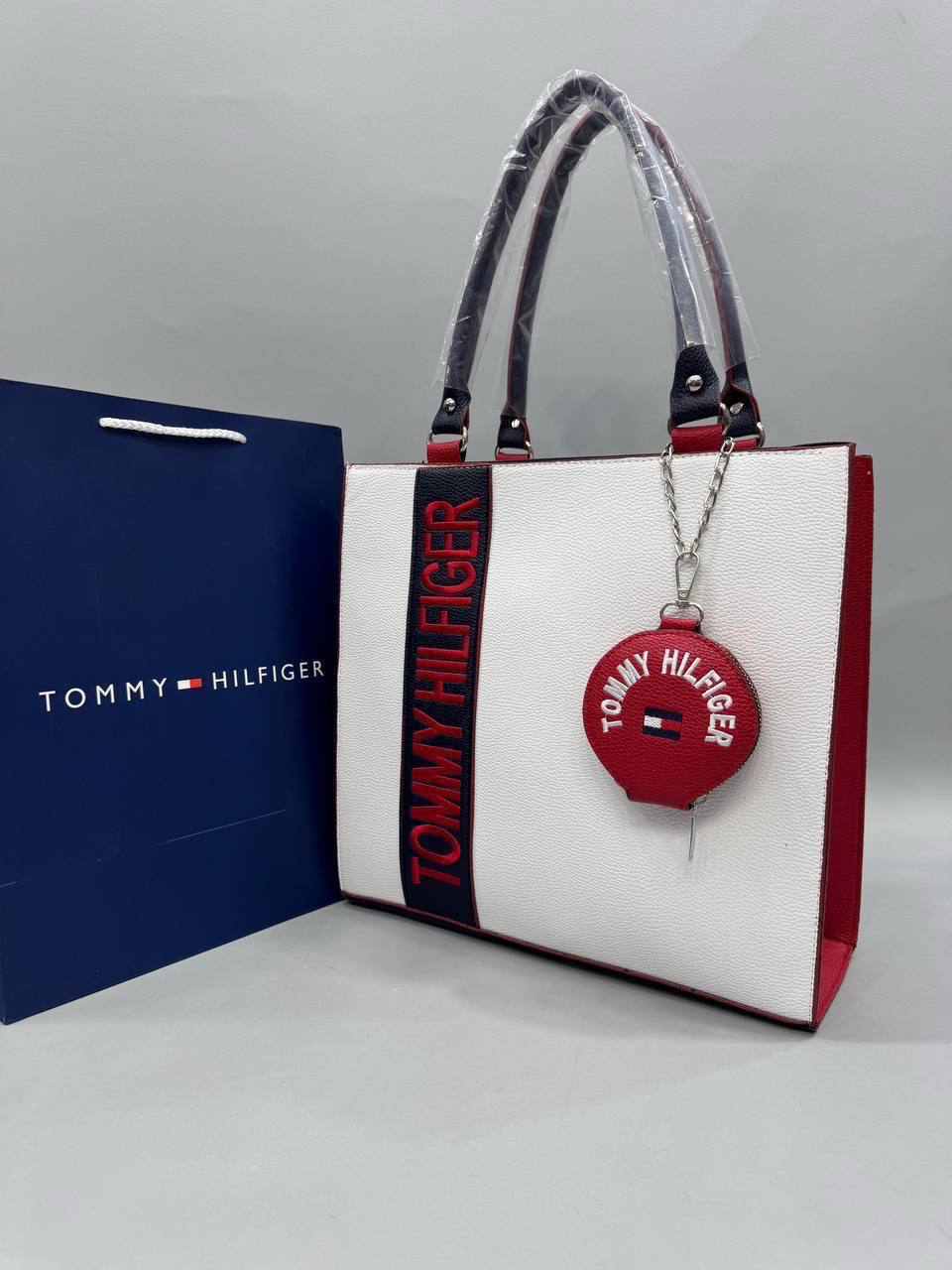 Tommy Hilfiger Premium Kadın El ve Omuz Çantası | Kırmızı-Beyaz-Lacivert Lessora