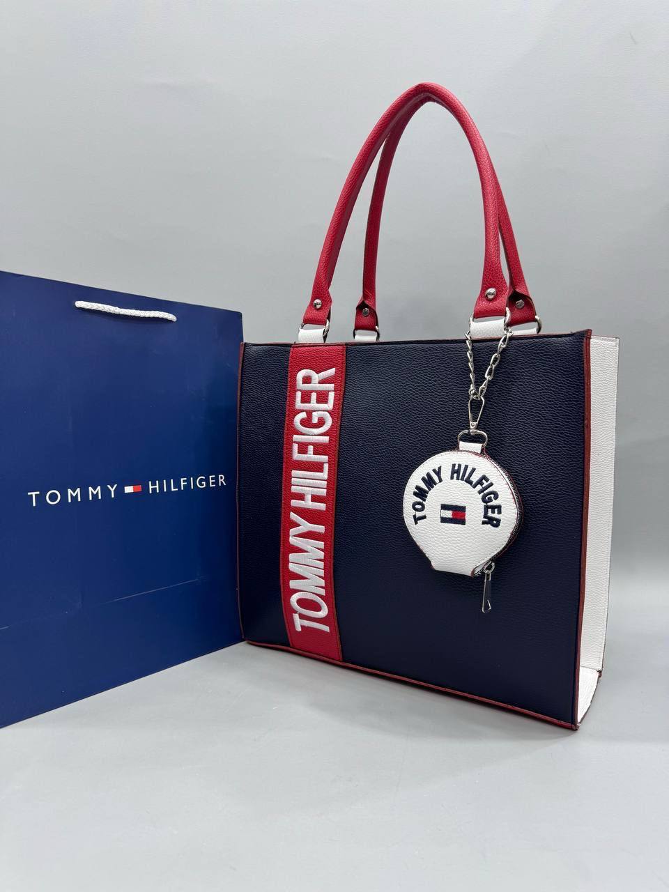 Tommy Hilfiger Premium Kadın El ve Omuz Çantası | Kırmızı-Beyaz-Lacivert Lessora
