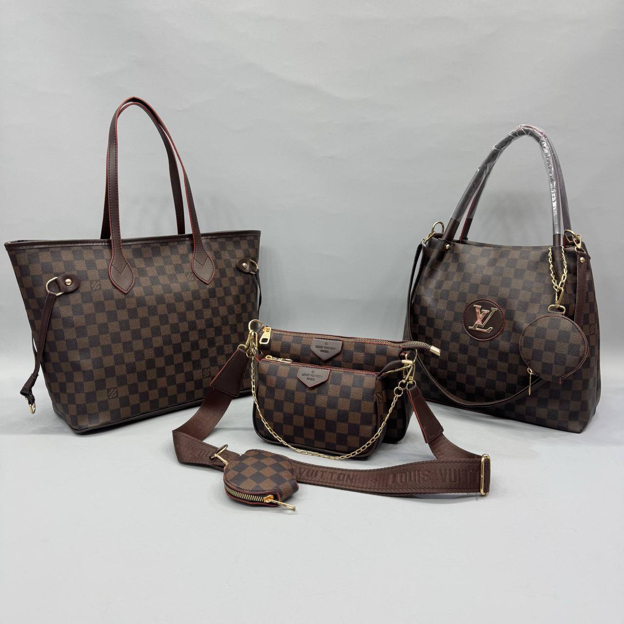 Luxury Monogram 3’lü Çanta Seti | Neverfull – Cepli – Mini Model Lessora