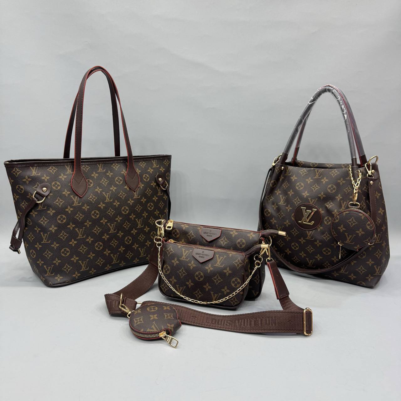 Luxury Monogram 3’lü Çanta Seti | Neverfull – Cepli – Mini Model Lessora