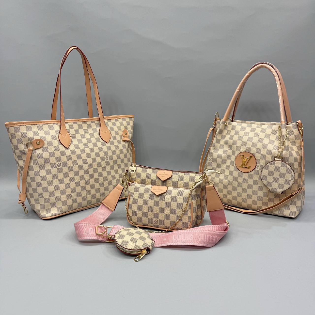 Luxury Monogram 3’lü Çanta Seti | Neverfull – Cepli – Mini Model Lessora