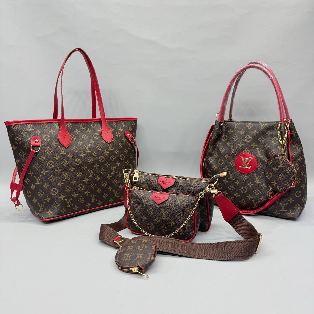 Luxury Monogram 3’lü Çanta Seti | Neverfull – Cepli – Mini Model Lessora