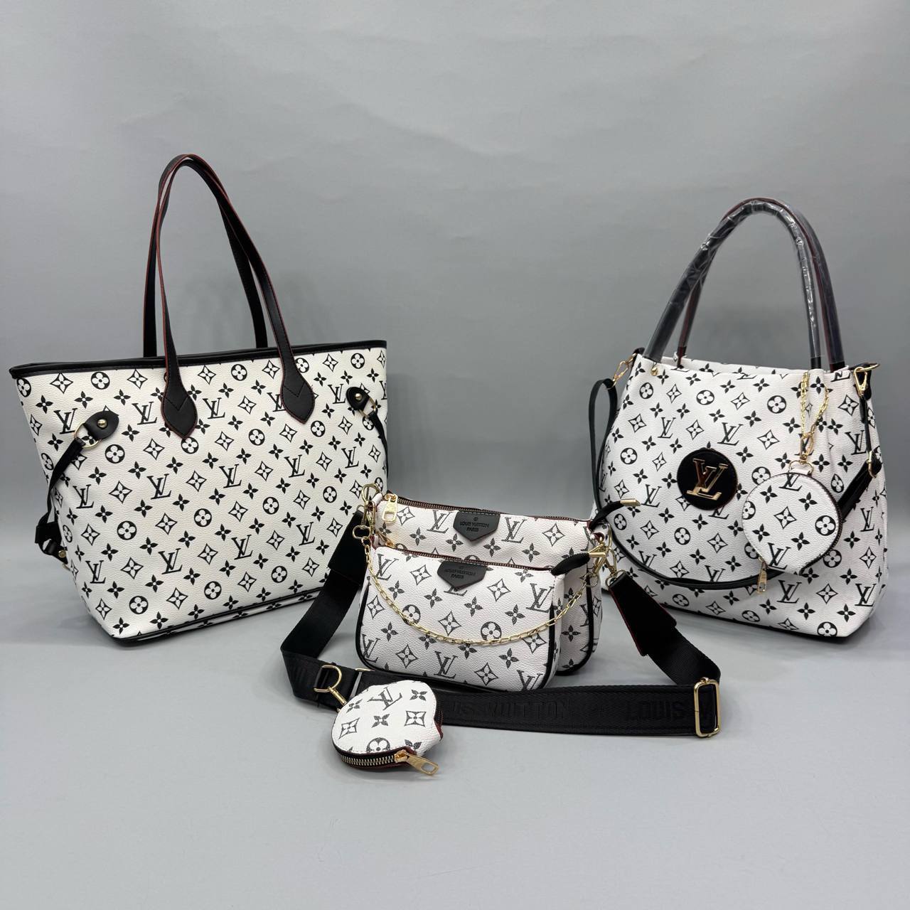 Luxury Monogram 3’lü Çanta Seti | Neverfull – Cepli – Mini Model Lessora