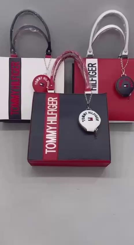 Tommy Hilfiger Premium Kadın El ve Omuz Çantası | Kırmızı-Beyaz-Lacivert